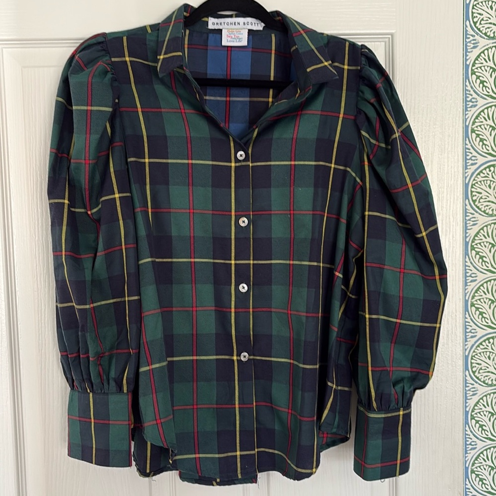 Gretchen Scott plaid button down shirt